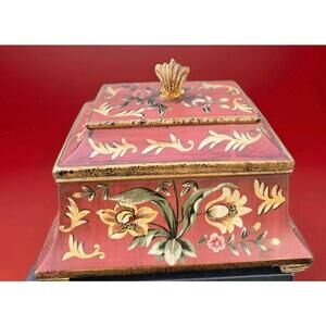 Vintage Hand-Painted Decorative Box with Lid